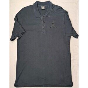 Nike Air Jordan Big Jumpman Shirt Large Logo/23  Right Sleeve Cotton Polo Black